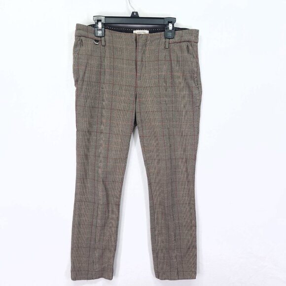 Anthropologie The Essential Slim Ankle Trousers Size 4 Plaid Zip Pockets - Picture 2 of 16